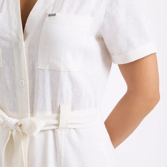 NWT Buffalo David Bitton Carlene Women's Button-Down Midi Dress with Waist Tie - Picture 8 of 8